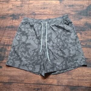 Huk Men's Board Shorts Trunks Lined Drawstring Size Medium Gray Camo